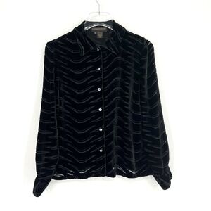 Vtg Classiques Entier Top Womens S Velvet Burnout Black Nordstrom Striped Career